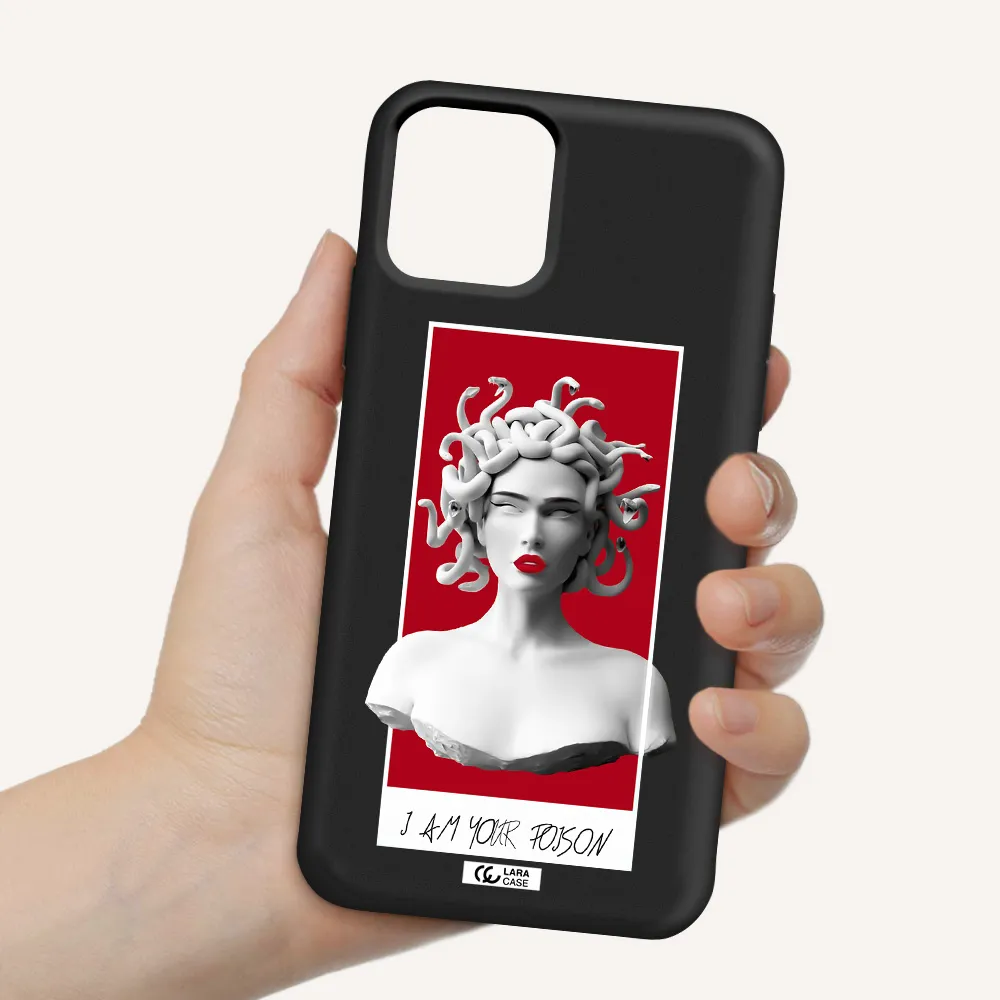a statue of a woman with snakes on her head Apple iPhone 11 pro Silicone black Case