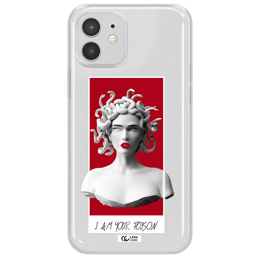 a statue of a woman with snakes on her head Apple iPhone 12 Clear TPU Case