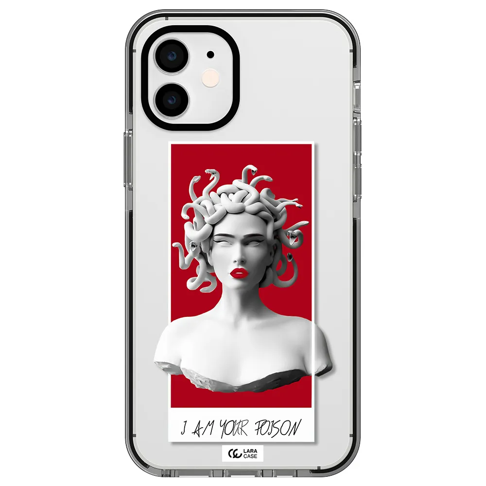 a statue of a woman with snakes on her head Apple iPhone 12 impact black border Case