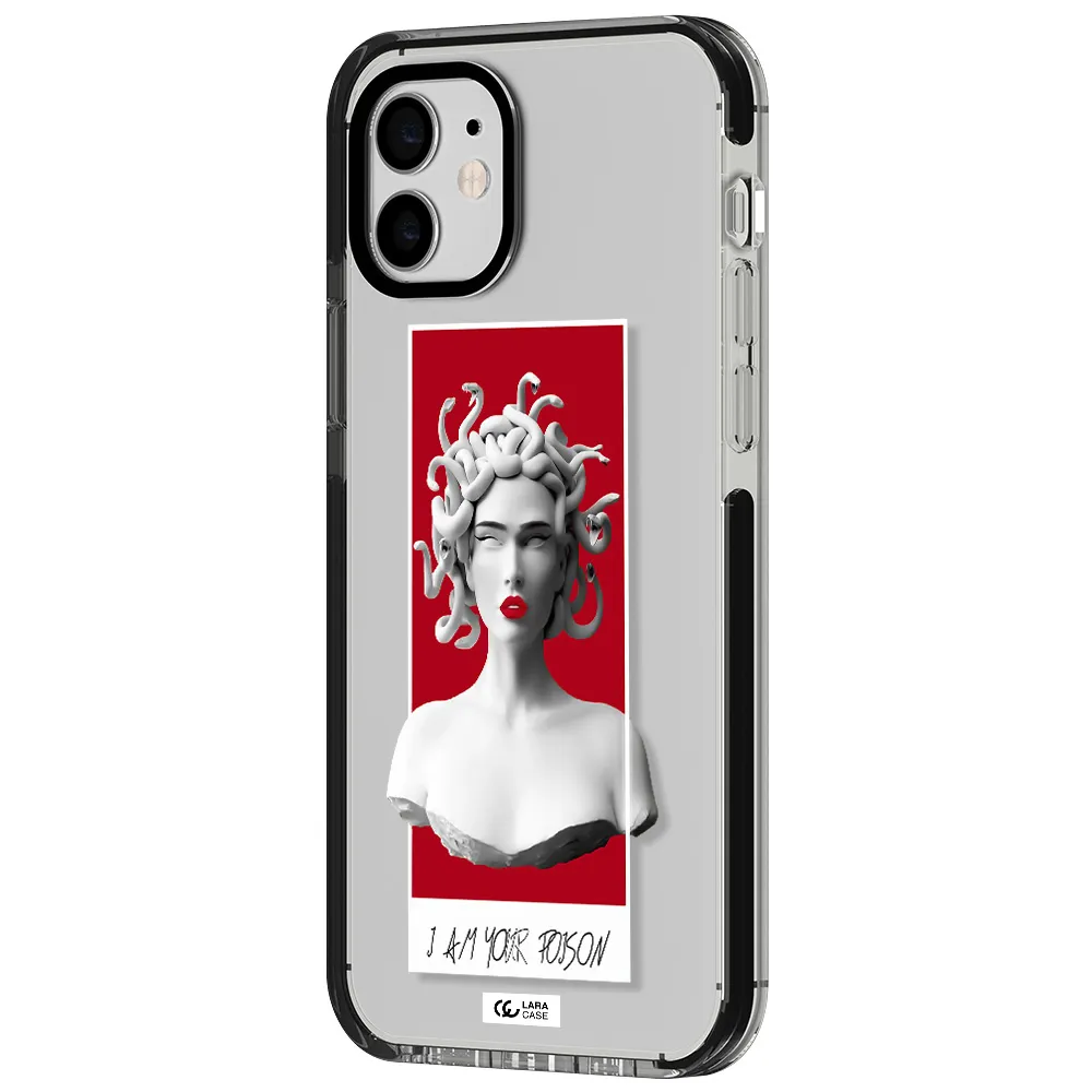 a statue of a woman with snakes on her head Apple iPhone 12 impact black border Case