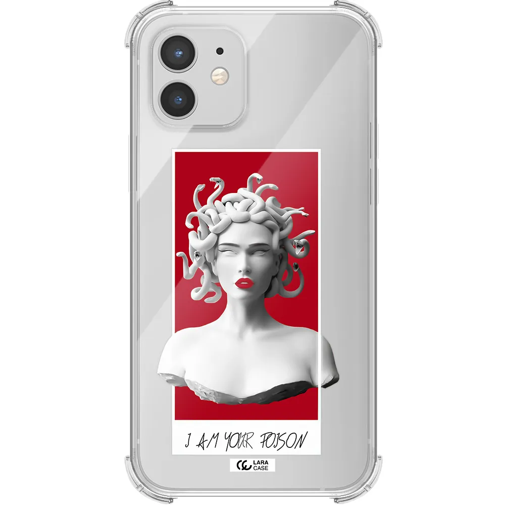a statue of a woman with snakes on her head Apple iPhone 12 mini Clear PC Case