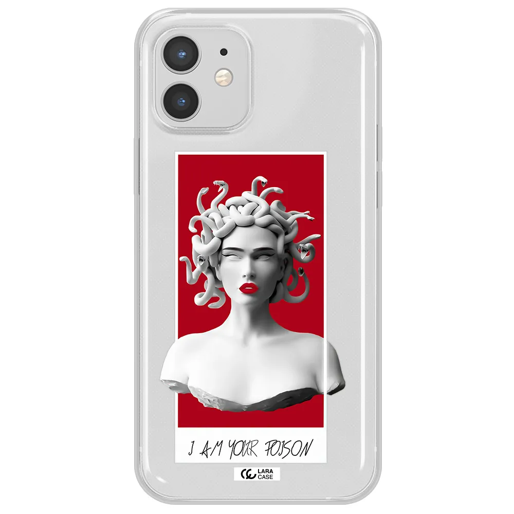 a statue of a woman with snakes on her head Apple iPhone 12 mini Clear TPU Case