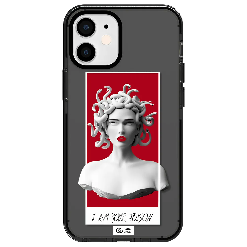 a statue of a woman with snakes on her head Apple iPhone 12 mini impact Smoke Black Case