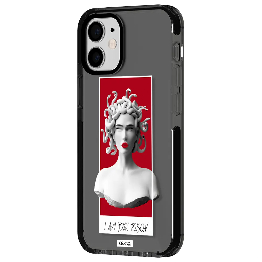 a statue of a woman with snakes on her head Apple iPhone 12 mini impact Smoke Black Case