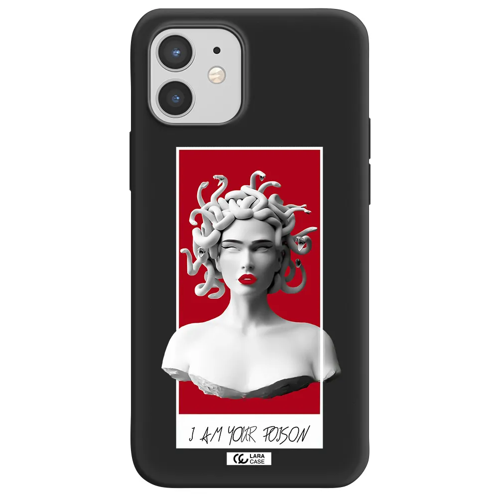 a statue of a woman with snakes on her head Apple iPhone 12 mini Silicone black Case