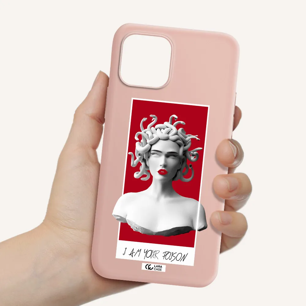 a statue of a woman with snakes on her head Apple iPhone 12 mini Silicone pastel pink Case