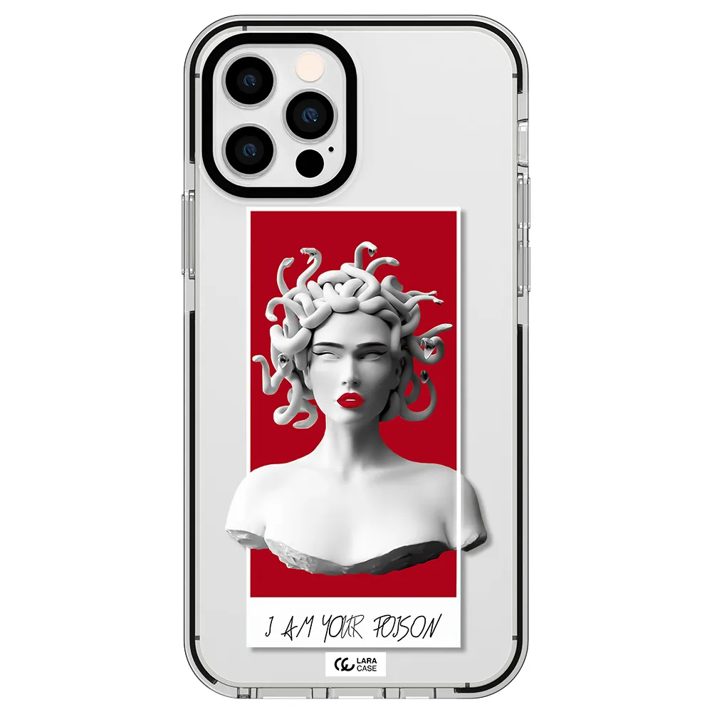 a statue of a woman with snakes on her head Apple iPhone 12 pro impact black border Case