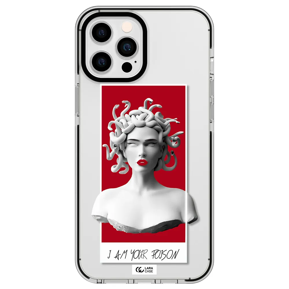 a statue of a woman with snakes on her head Apple iPhone 12 pro max impact black border Case