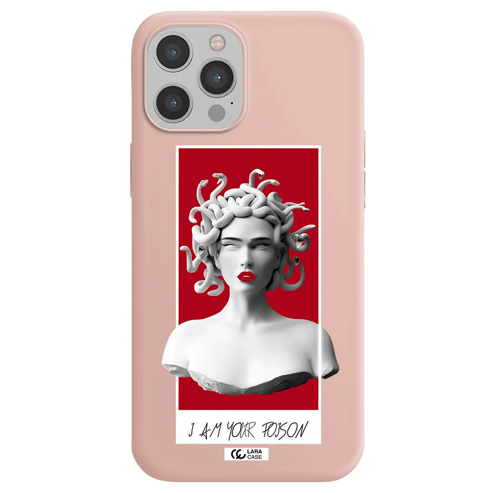 a statue of a woman with snakes on her head Apple iPhone 12 pro max Silicone pastel pink Case