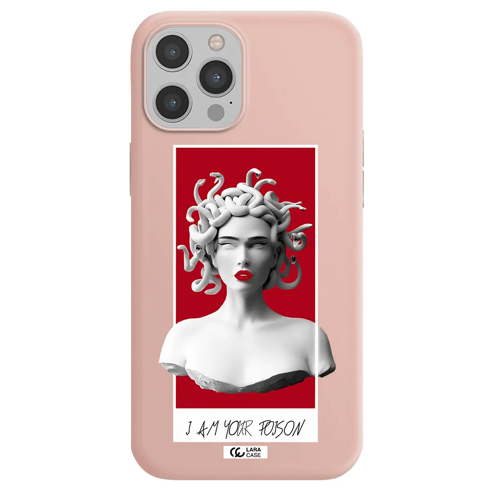 a statue of a woman with snakes on her head Apple iPhone 12 pro Silicone pastel pink Case