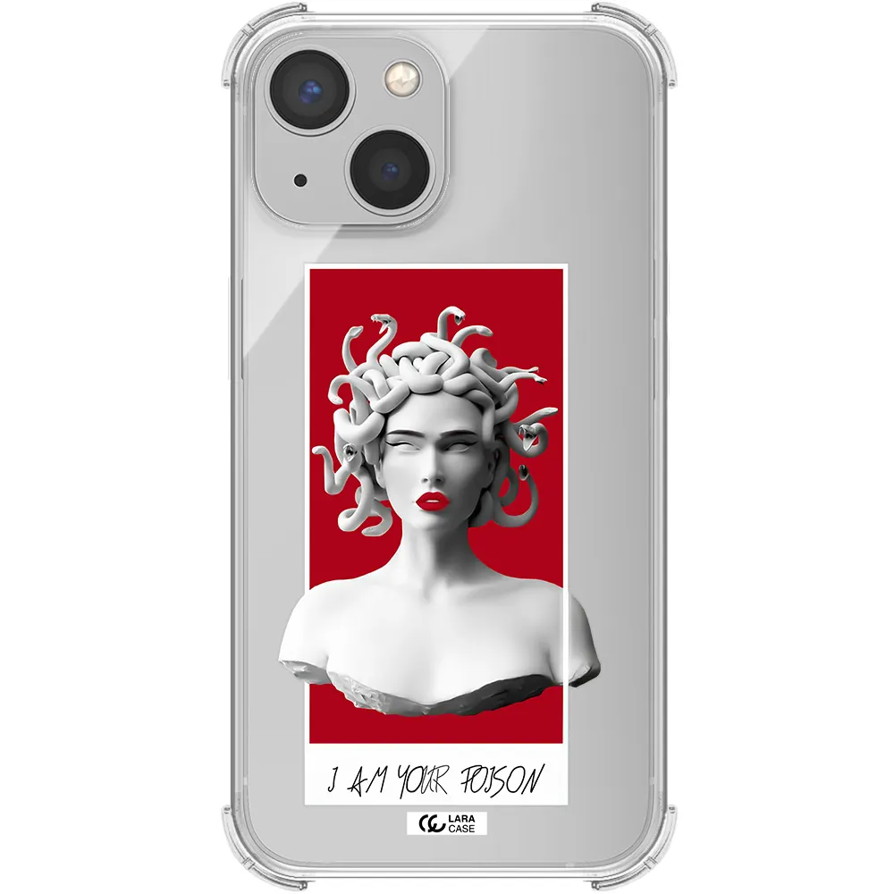 a statue of a woman with snakes on her head Apple iPhone 13 Clear PC Case