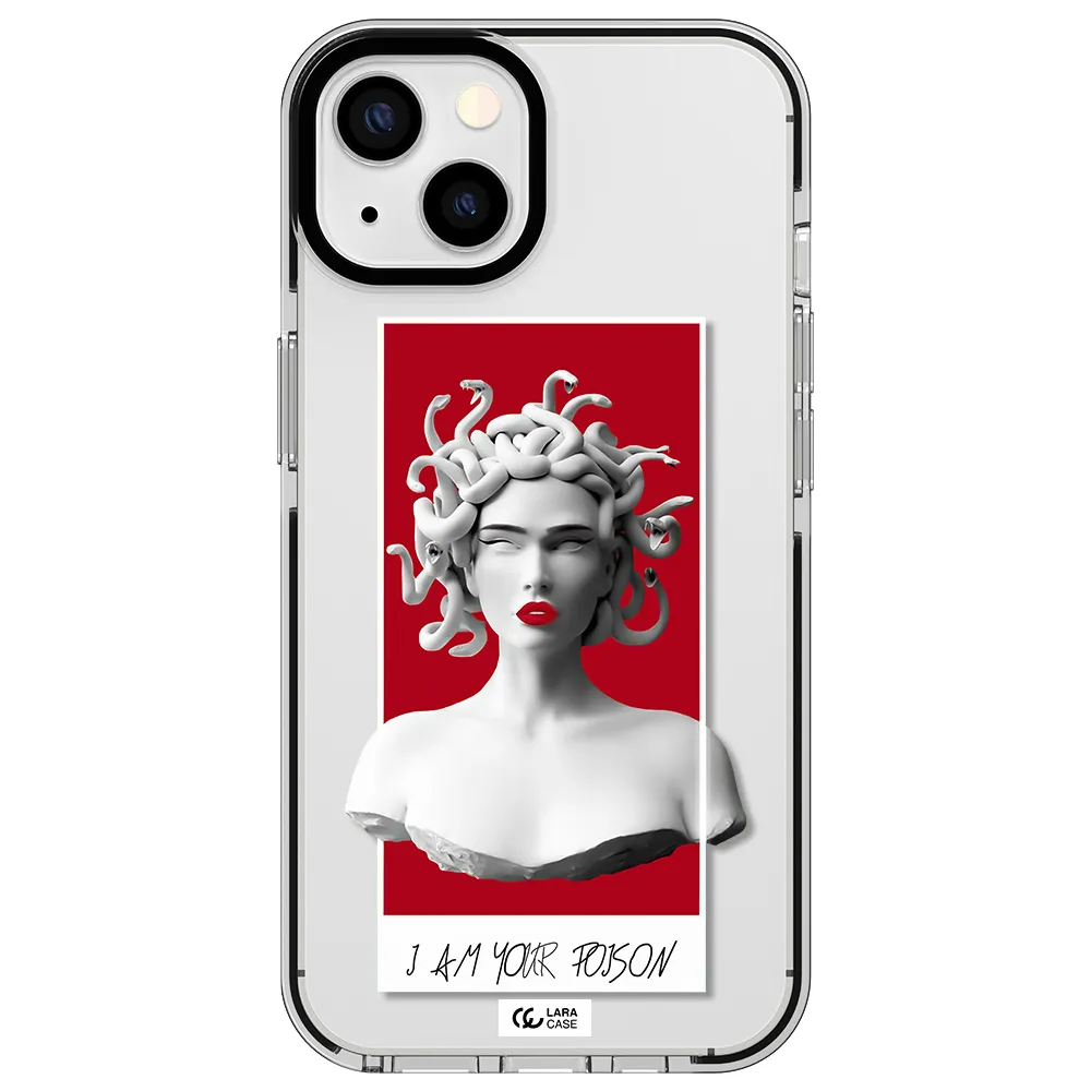 a statue of a woman with snakes on her head Apple iPhone 13 impact black border Case