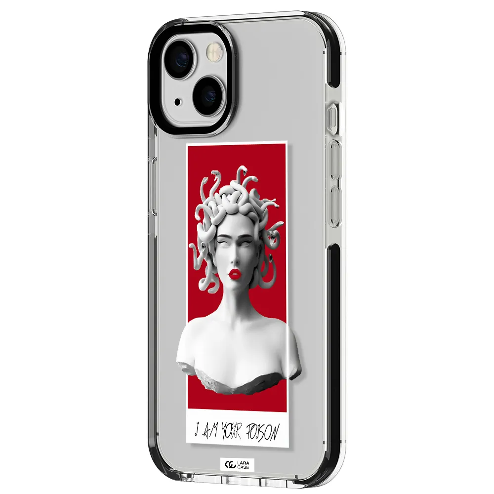 a statue of a woman with snakes on her head Apple iPhone 13 impact black border Case