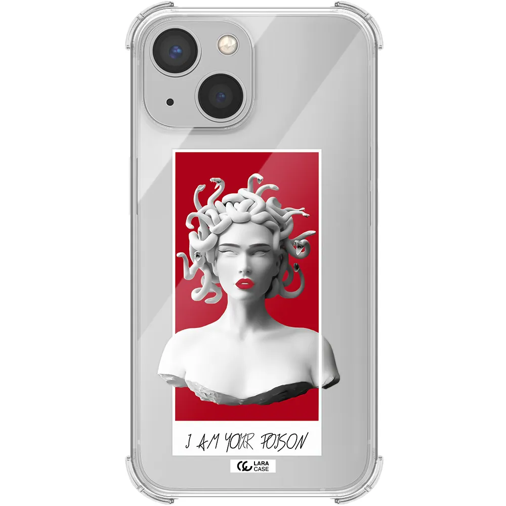 a statue of a woman with snakes on her head Apple iPhone 13 mini Clear PC Case