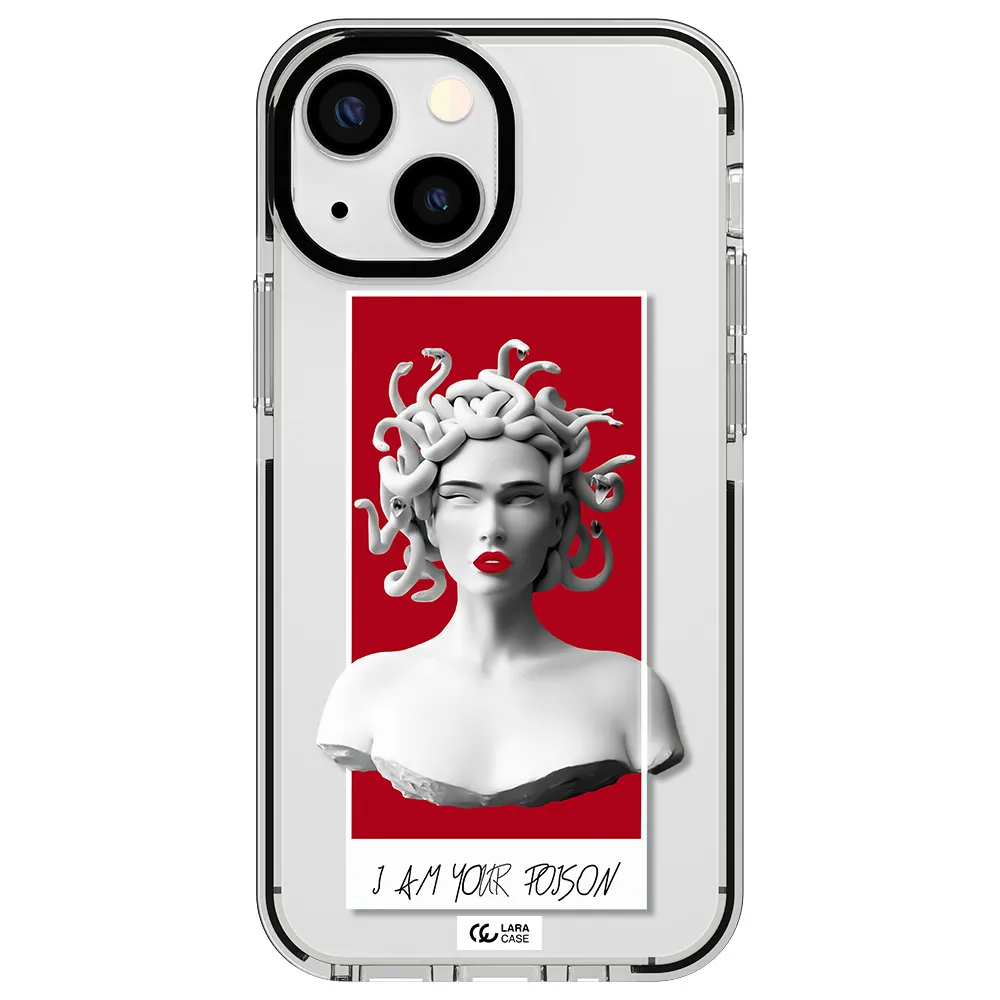 a statue of a woman with snakes on her head Apple iPhone 13 mini impact black border Case