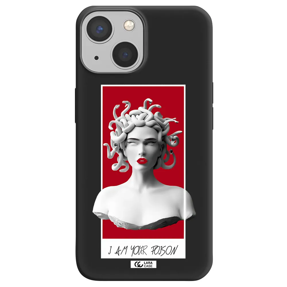 a statue of a woman with snakes on her head Apple iPhone 13 mini Silicone black Case