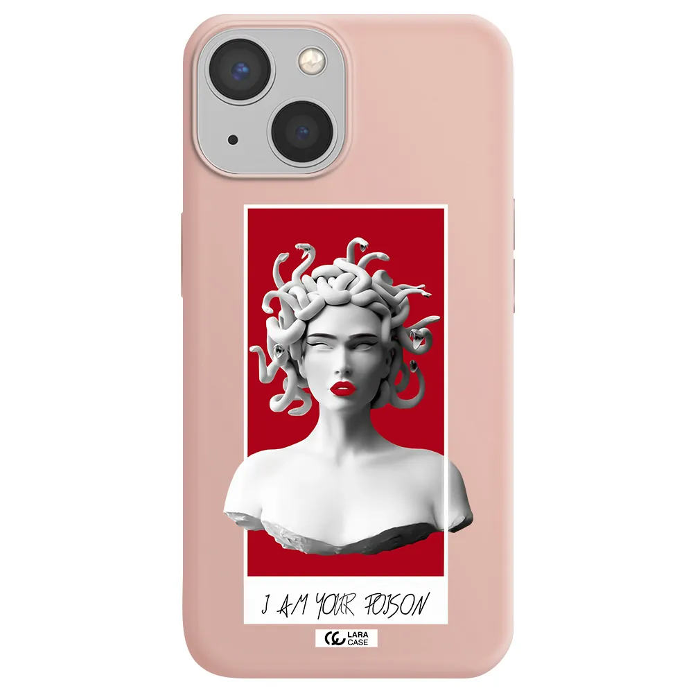 a statue of a woman with snakes on her head Apple iPhone 13 mini Silicone pastel pink Case