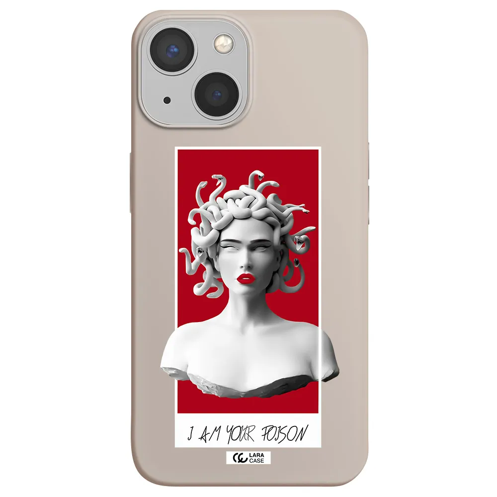 a statue of a woman with snakes on her head Apple iPhone 13 mini Silicone Stone Case
