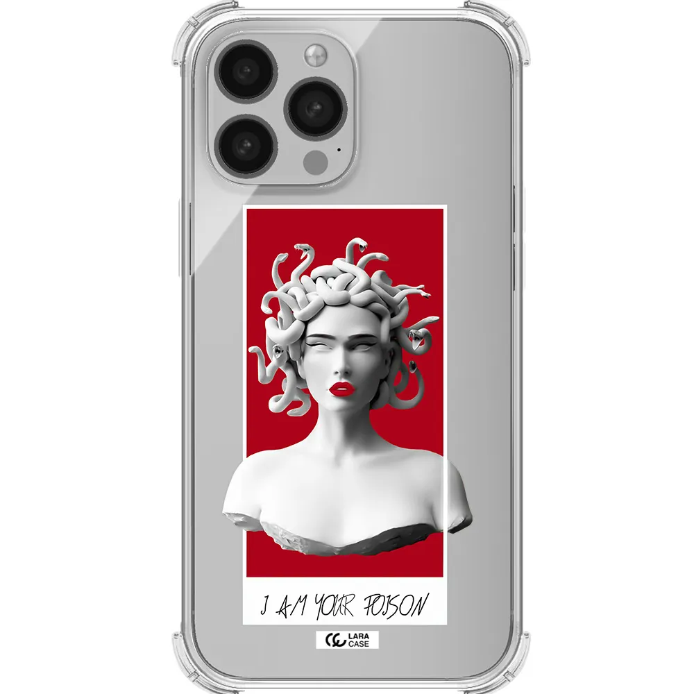 a statue of a woman with snakes on her head Apple iPhone 13 Pro Clear PC Case