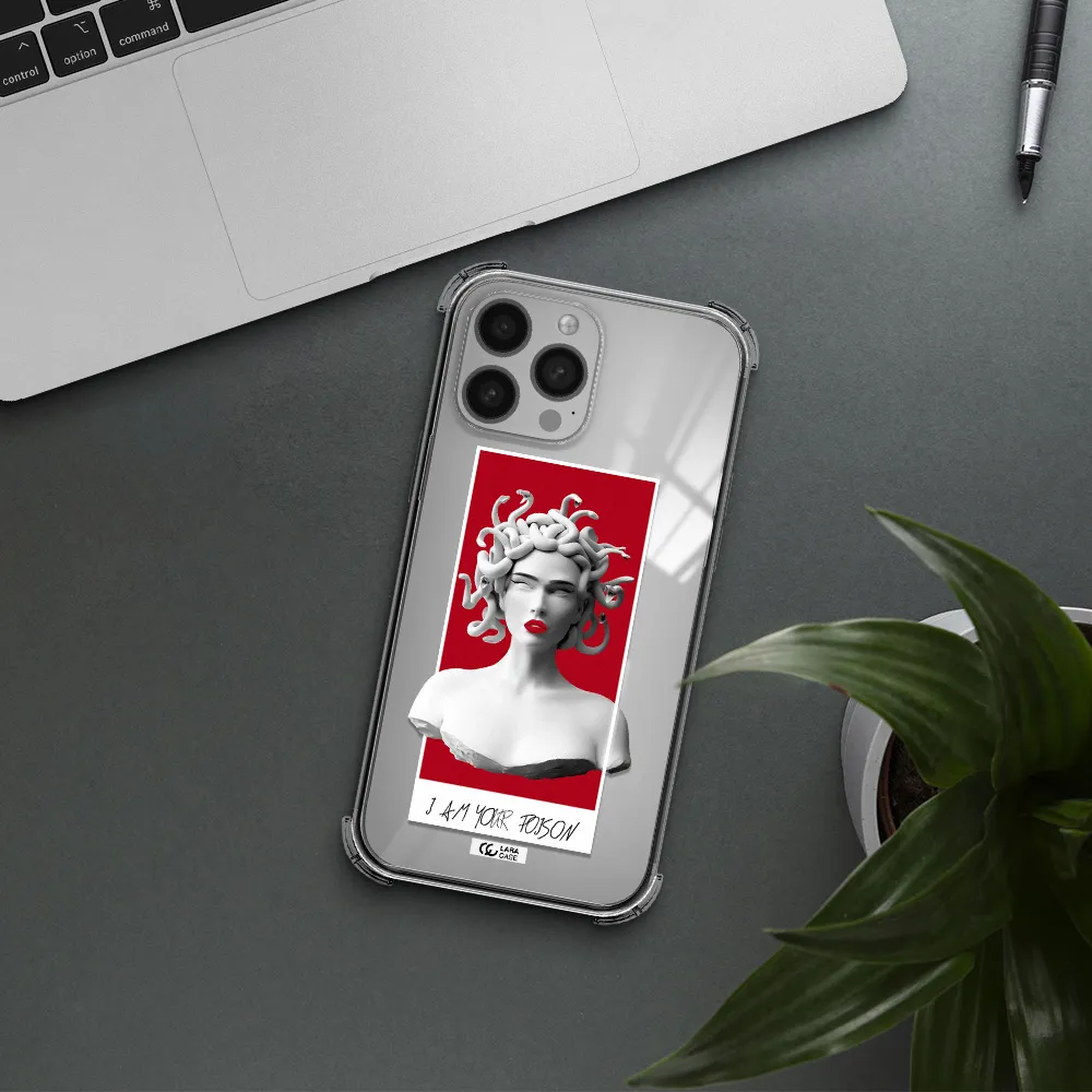 a statue of a woman with snakes on her head Apple iPhone 13 Pro Clear PC Case