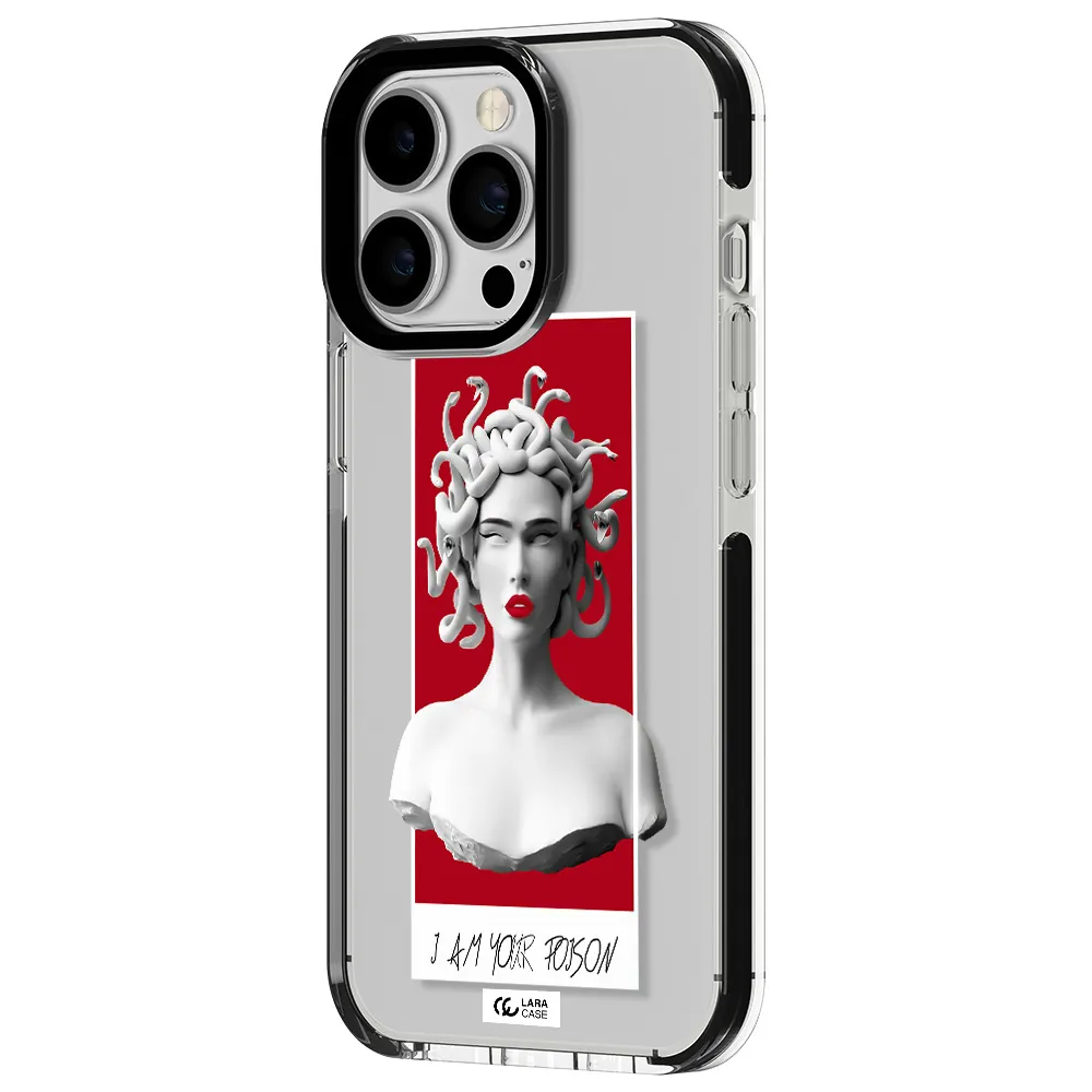 a statue of a woman with snakes on her head Apple iPhone 13 Pro impact black border Case