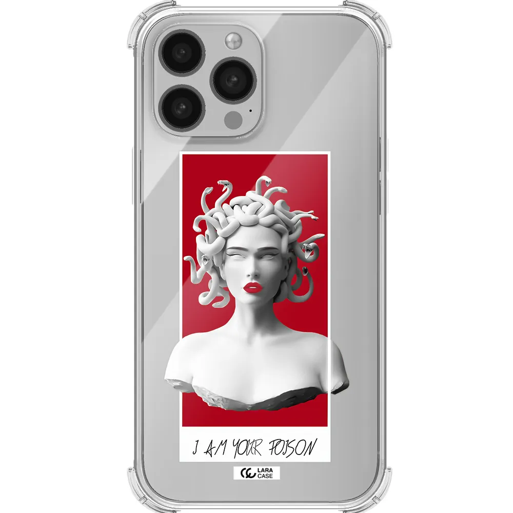 a statue of a woman with snakes on her head Apple iPhone 13 Pro Max Clear PC Case
