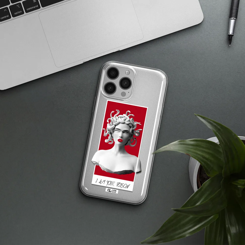 a statue of a woman with snakes on her head Apple iPhone 13 Pro Max Clear TPU Case