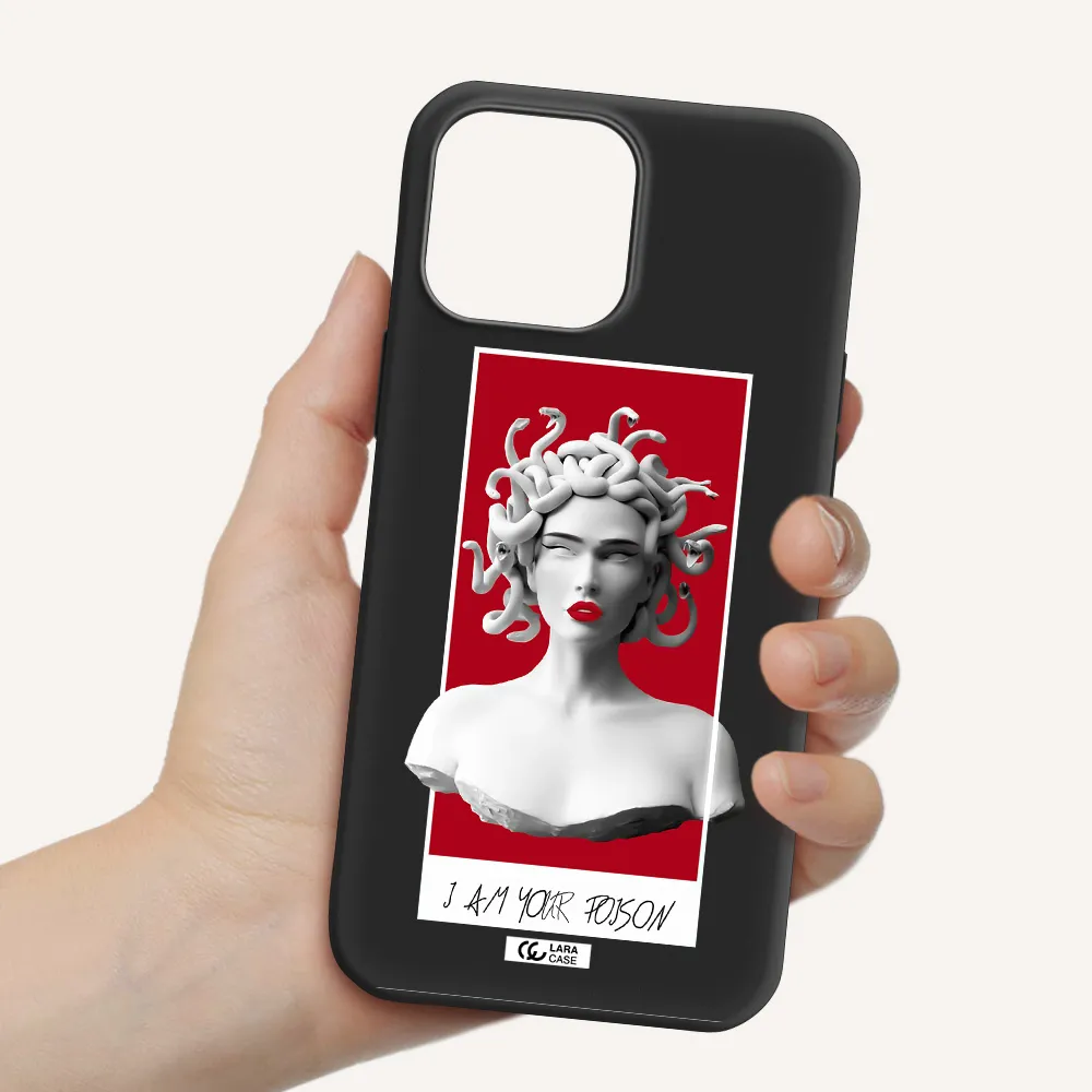 a statue of a woman with snakes on her head Apple iPhone 13 Pro Silicone black Case