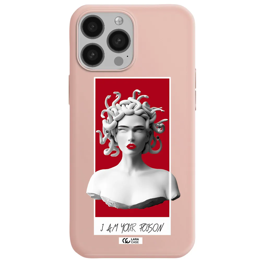 a statue of a woman with snakes on her head Apple iPhone 13 Pro Silicone pastel pink Case