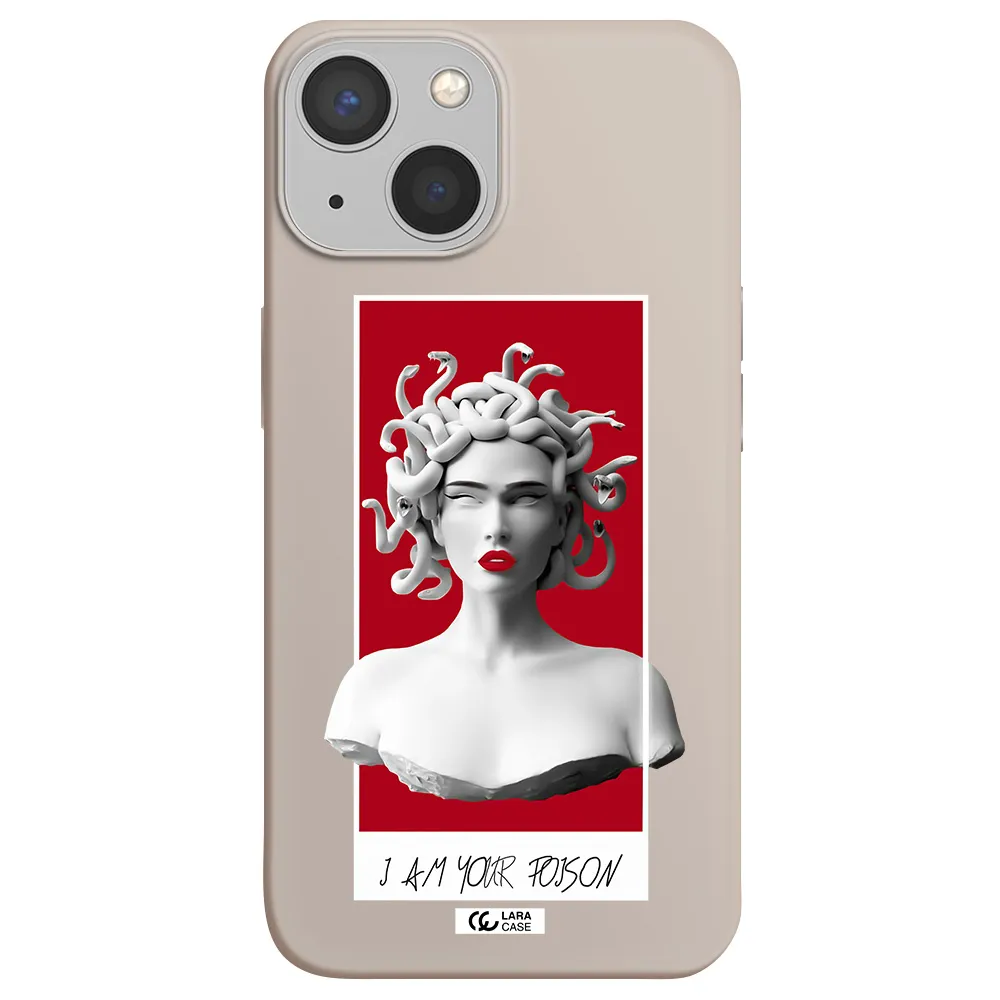 a statue of a woman with snakes on her head Apple iPhone 13 Silicone Stone Case