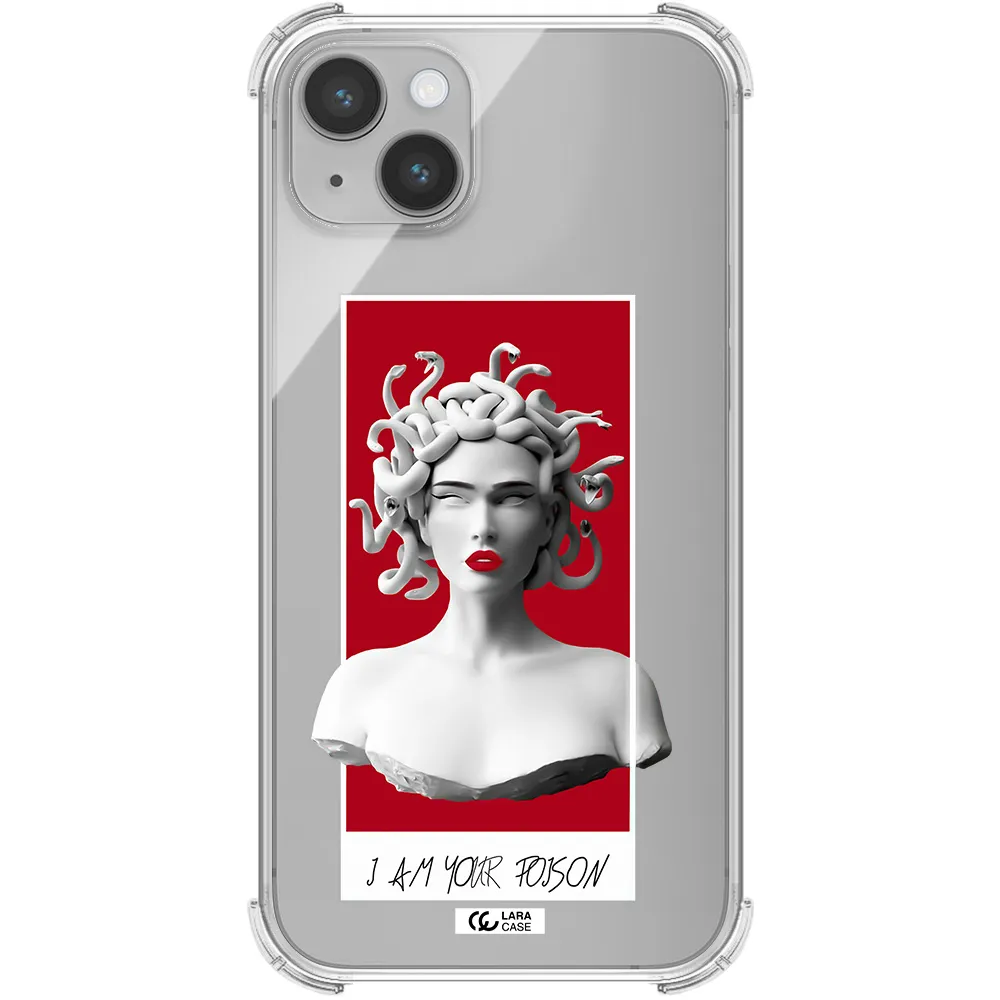 a statue of a woman with snakes on her head Apple iPhone 14 Clear PC Case