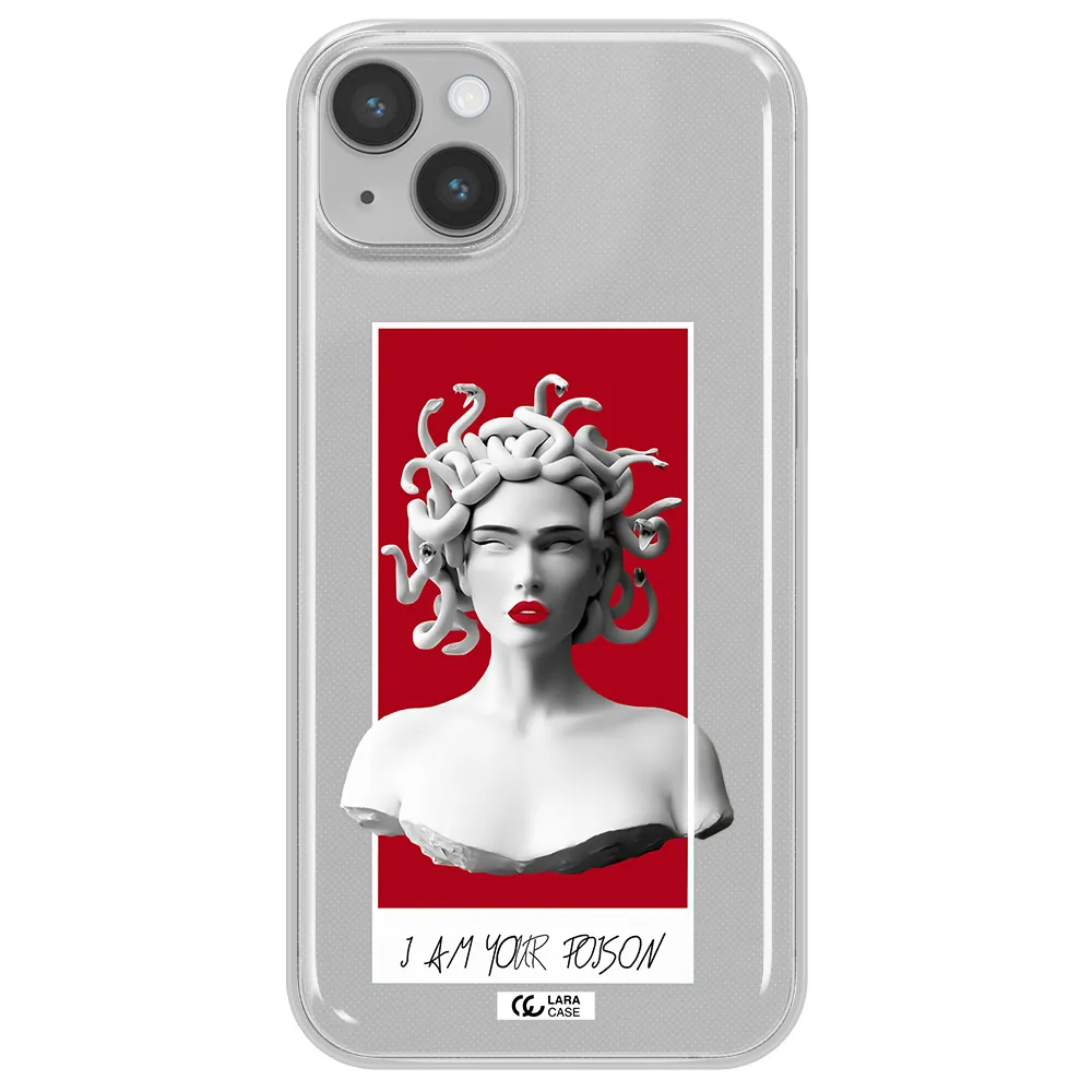 a statue of a woman with snakes on her head Apple iPhone 14 Clear TPU Case