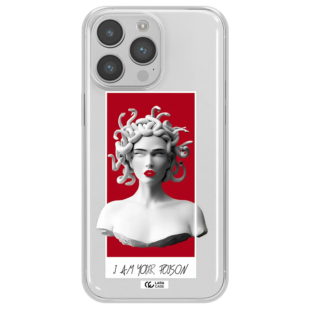 a statue of a woman with snakes on her head Apple iPhone 14 pro Clear TPU Case