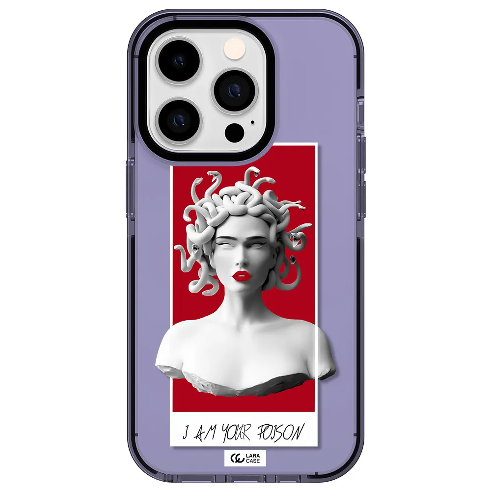 a statue of a woman with snakes on her head Apple iPhone 14 pro impact Lilac Case