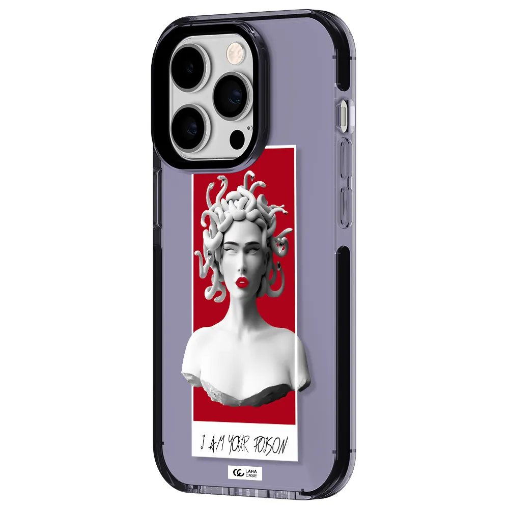 a statue of a woman with snakes on her head Apple iPhone 14 pro impact Lilac Case