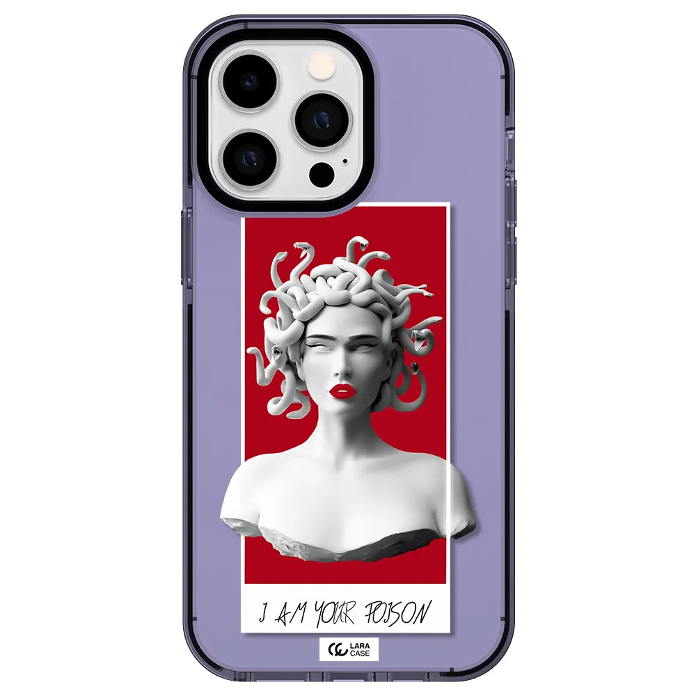 a statue of a woman with snakes on her head Apple iPhone 14 pro max impact Lilac Case