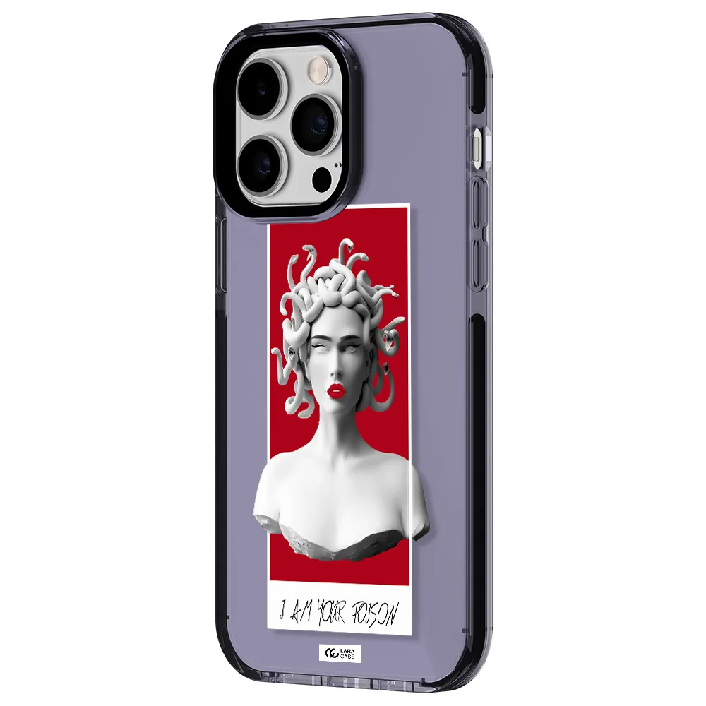 a statue of a woman with snakes on her head Apple iPhone 15 Pro impact Lilac Case