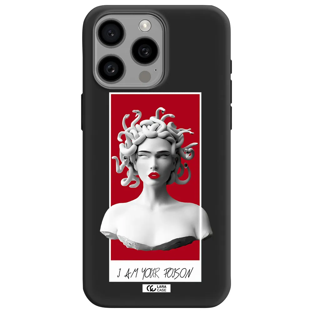 a statue of a woman with snakes on her head Apple Iphone 15 Pro max Silicone black Case