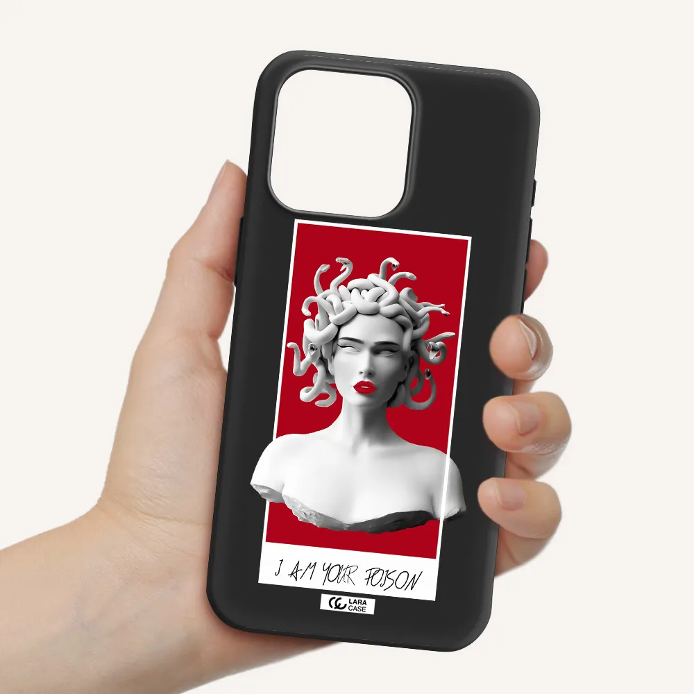 a statue of a woman with snakes on her head Apple Iphone 15 Pro max Silicone black Case