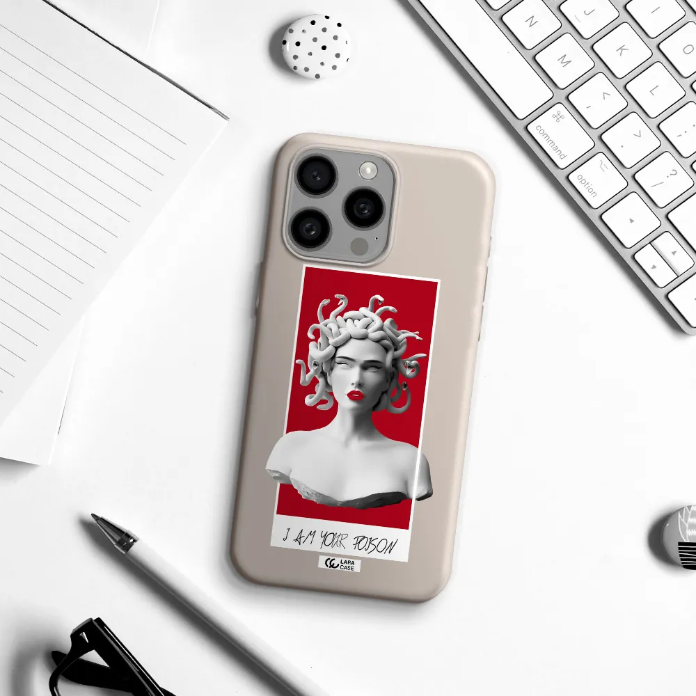 a statue of a woman with snakes on her head Apple Iphone 15 Pro max Silicone Stone Case