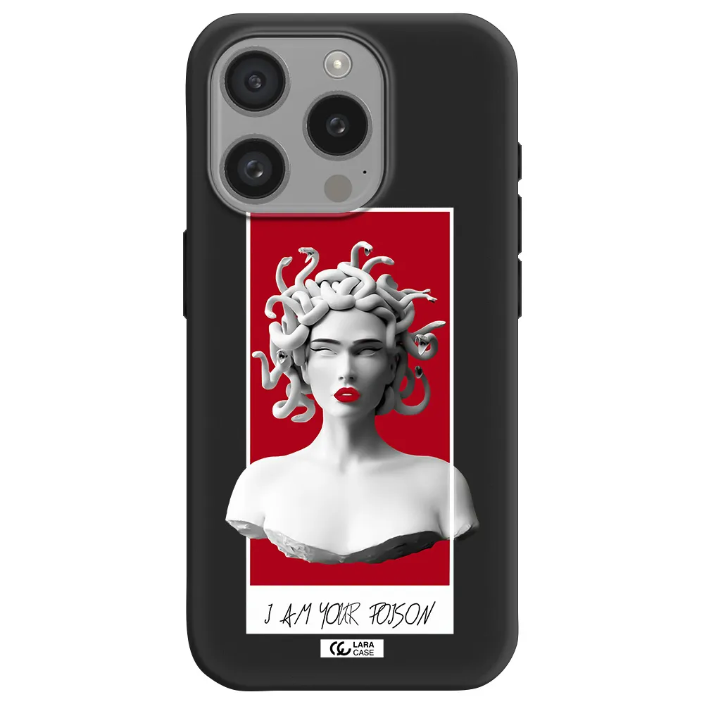 A Statue Of A Woman With Snakes On Her Head Apple Iphone 15 Pro Silicone Black Case