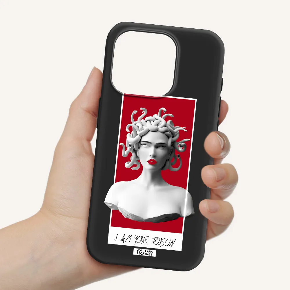 A Statue Of A Woman With Snakes On Her Head Apple Iphone 15 Pro Silicone Black Case