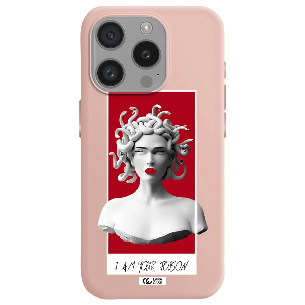 A Statue Of A Woman With Snakes On Her Head Apple Iphone 15 Pro Silicone Pastel Pink Case