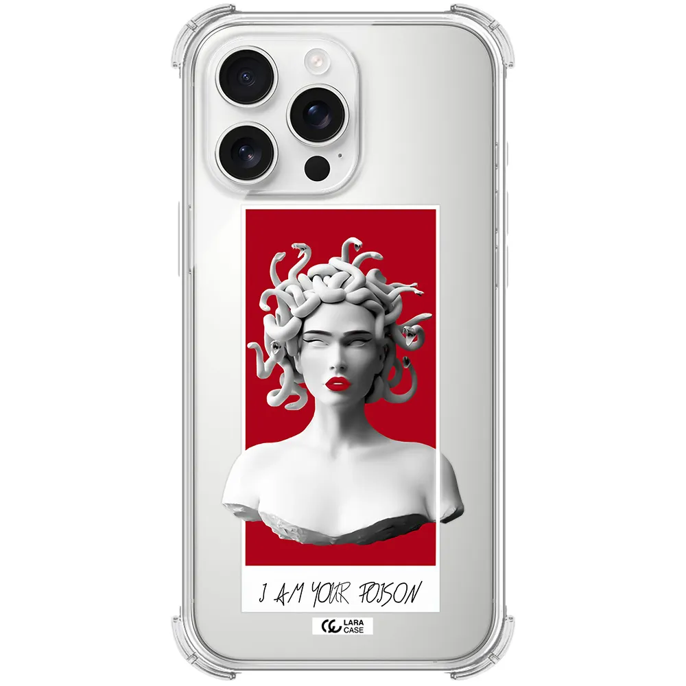 A Statue Of A Woman With Snakes On Her Head Apple Iphone 16 Pro Max Clear Pc Case