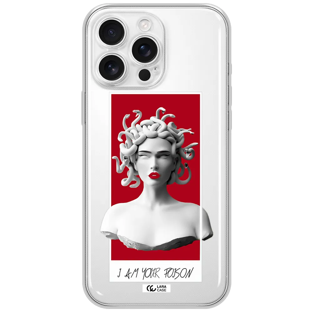 A Statue Of A Woman With Snakes On Her Head Apple Iphone 16 Pro Max Clear Tpu Case