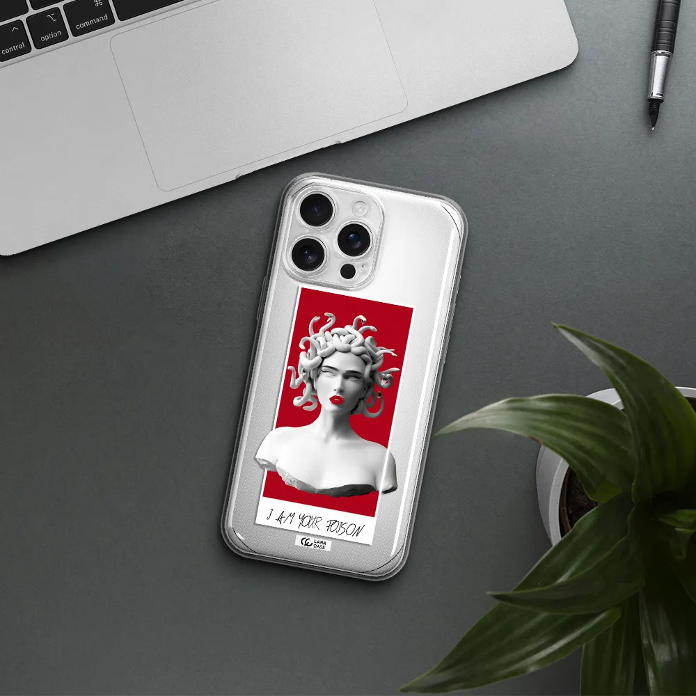 A Statue Of A Woman With Snakes On Her Head Apple Iphone 16 Pro Max Clear Tpu Case