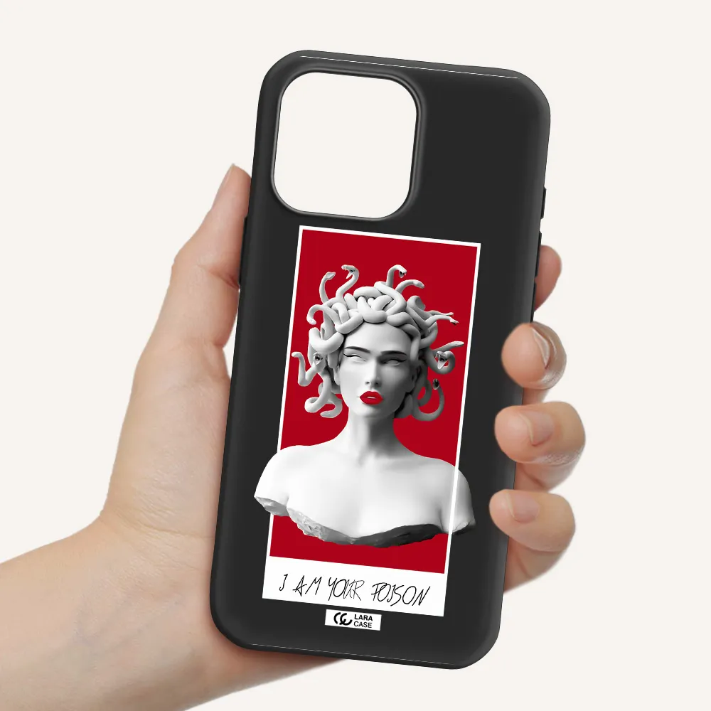 A Statue Of A Woman With Snakes On Her Head Apple Iphone 16 Pro Max Silicone Black Case