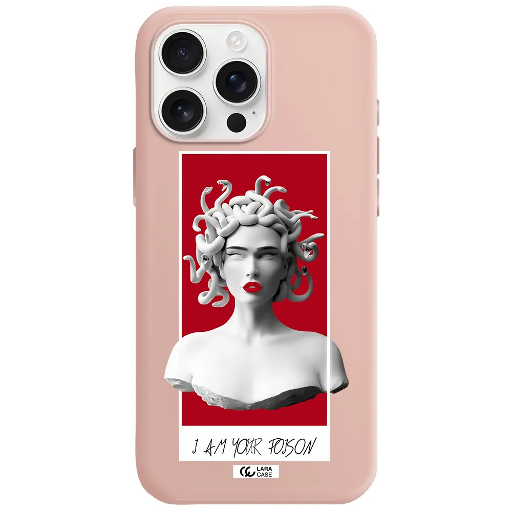 A Statue Of A Woman With Snakes On Her Head Apple Iphone 16 Pro Max Silicone Pastel Pink Case