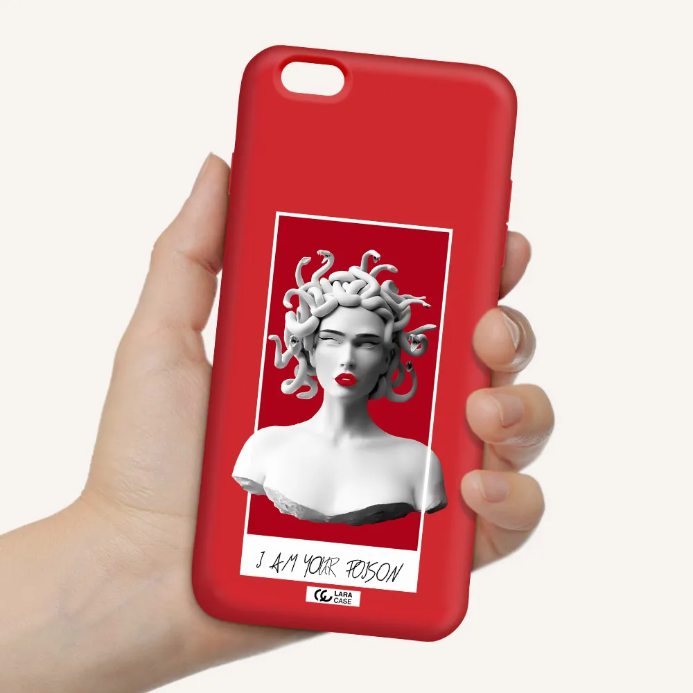 a statue of a woman with snakes on her head Apple iPhone 6 plus Silicone Imperial Red Case