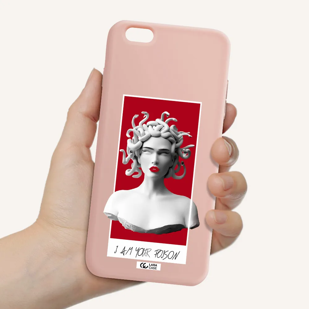 a statue of a woman with snakes on her head Apple iPhone 6 plus Silicone pastel pink Case
